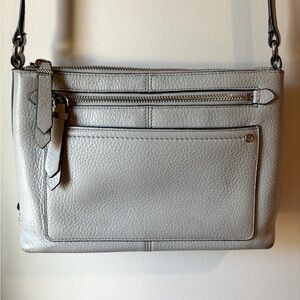 Cole Haan grey pebbled leather cross body bag